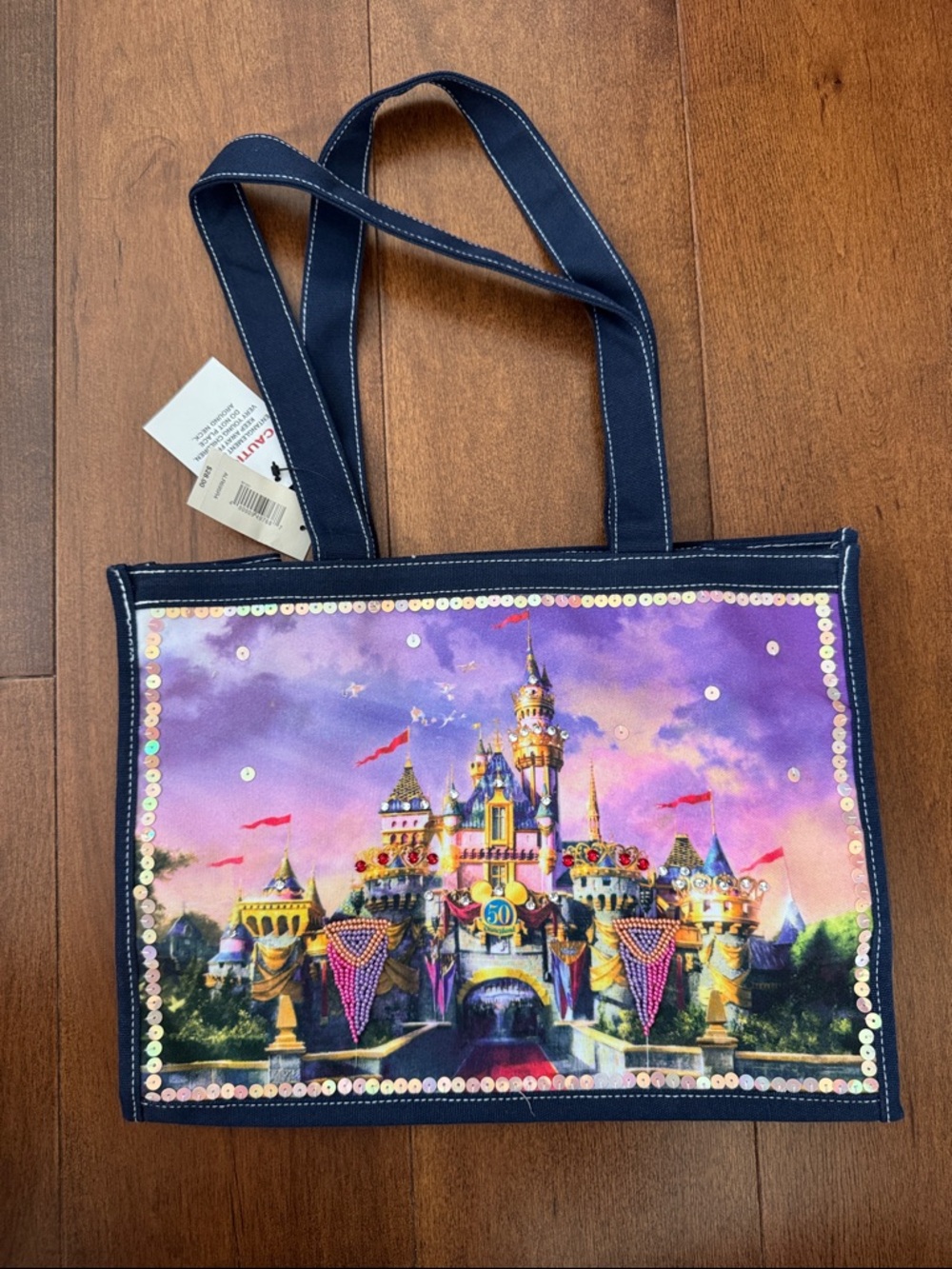 Disney Sequin Castle Tote Bag - Purple and Navy
